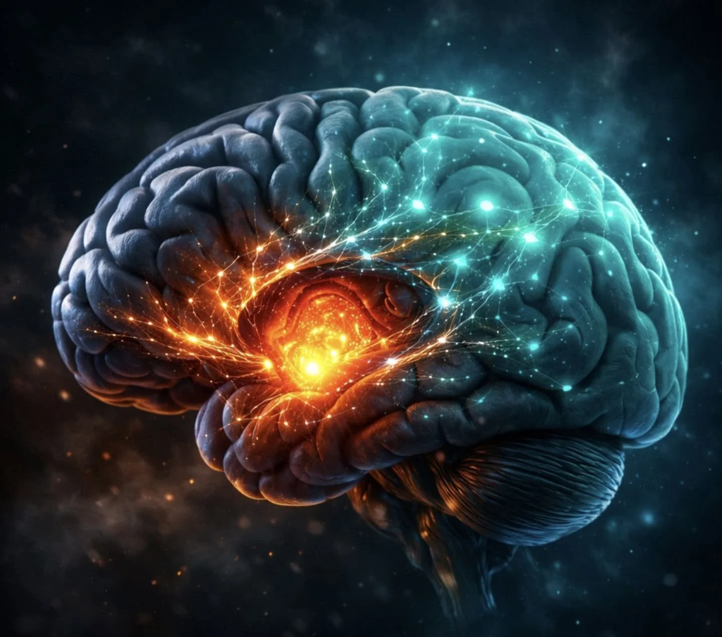 Brain illustration showing neural pathways for mental fortitude coaching and overcoming the urge to quit.