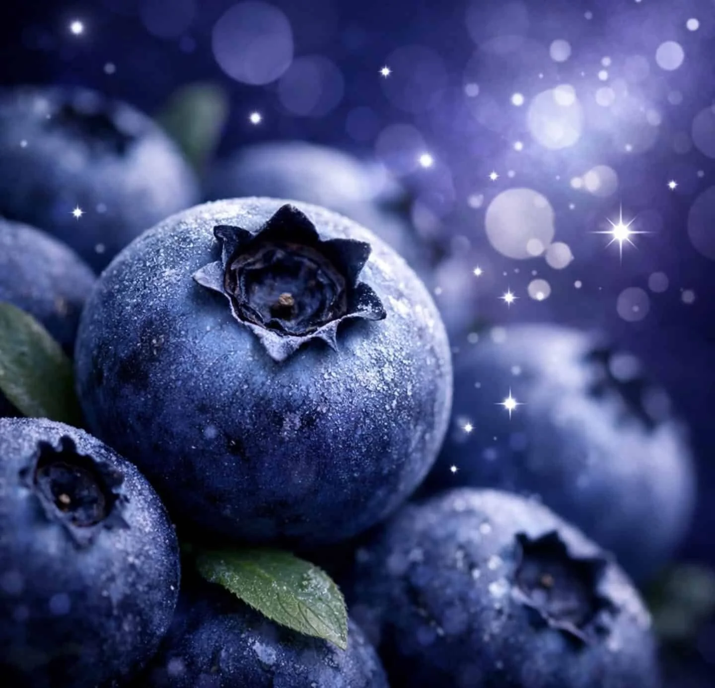 Fresh ripe bilberries used for eye health support and improving vision naturally.