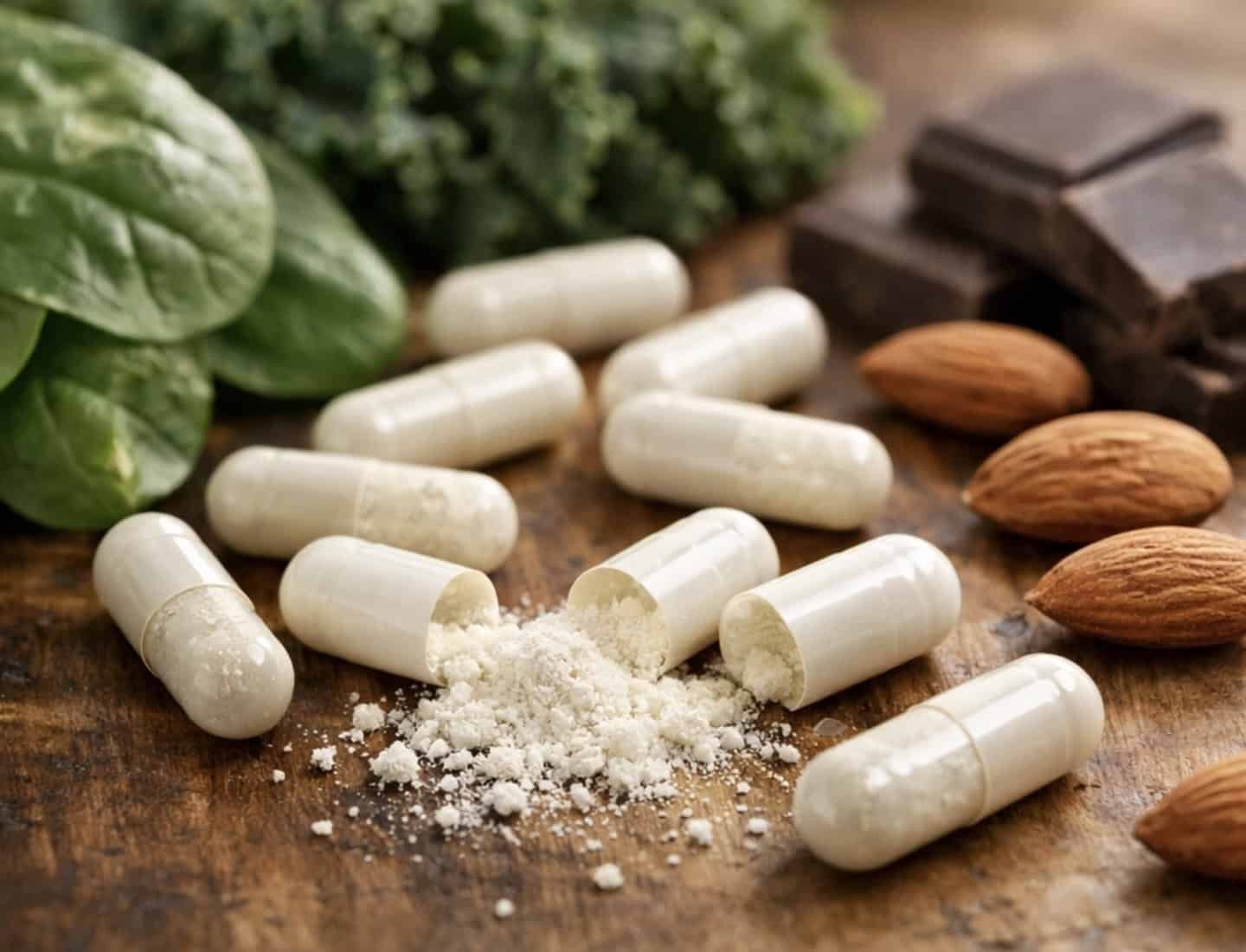 Magnesium supplement capsules with natural food sources for better sleep and relaxation