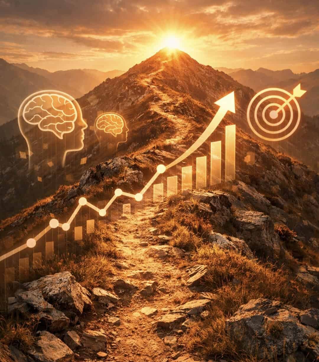 Mountain trail symbolizing journey to achieving life goals through mental strength training