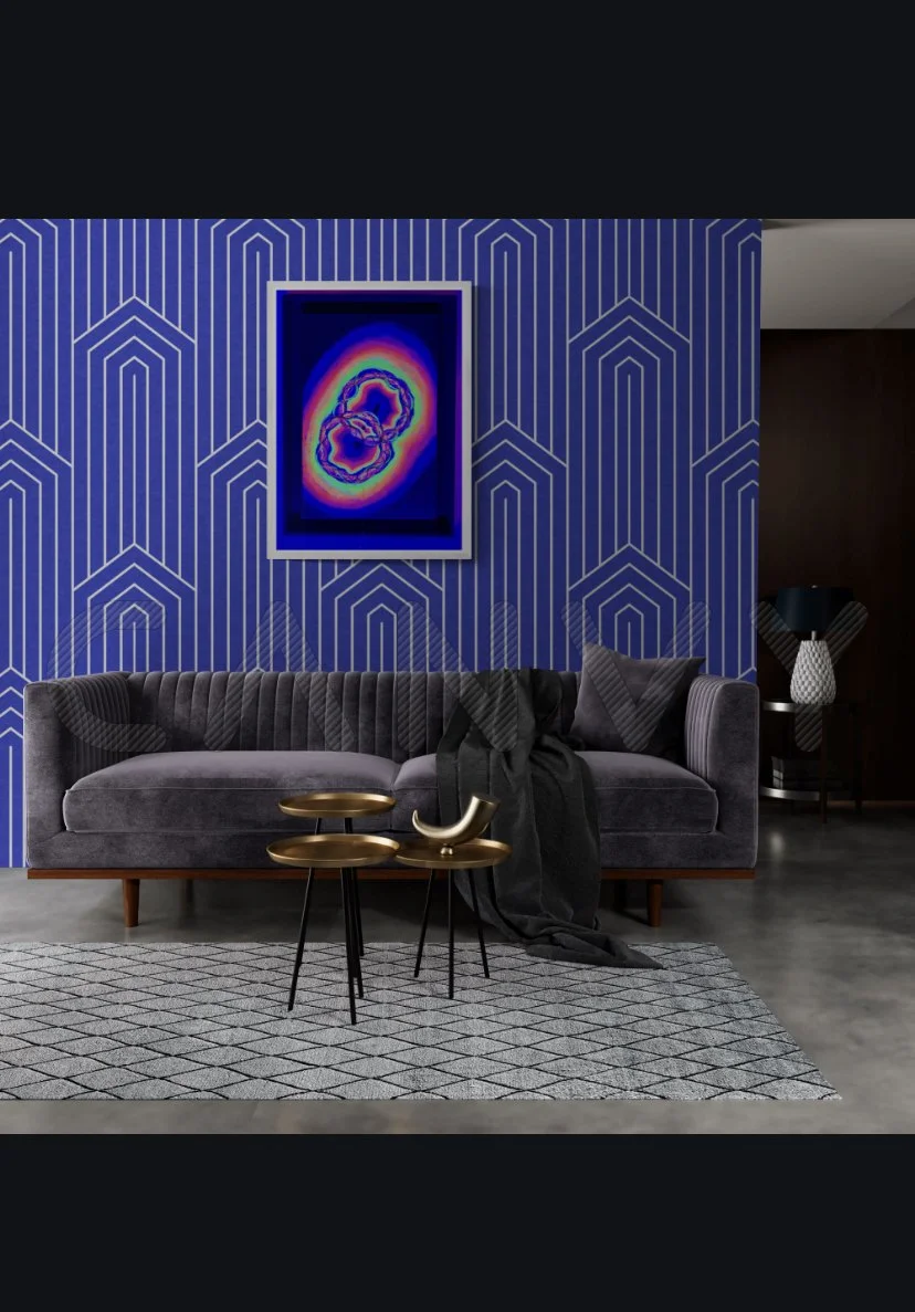 “Objeto artístico lumínico con geometría sagrada, dibujo y luz, inspirado en la unidad, la energía y la conexión entre planos”