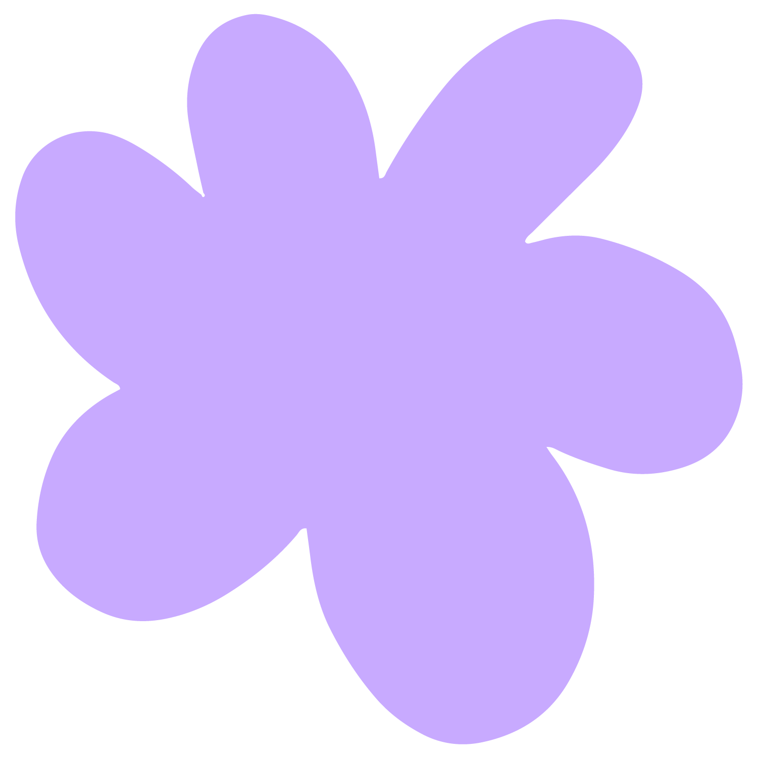 Illustration of a purple, five-petaled flower with no background.