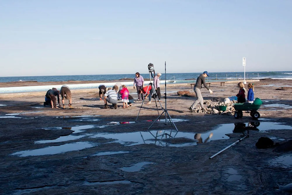 New Moon, 15 October 2012 (construction), sea-washed concrete, humans, approximately 6.5 metres