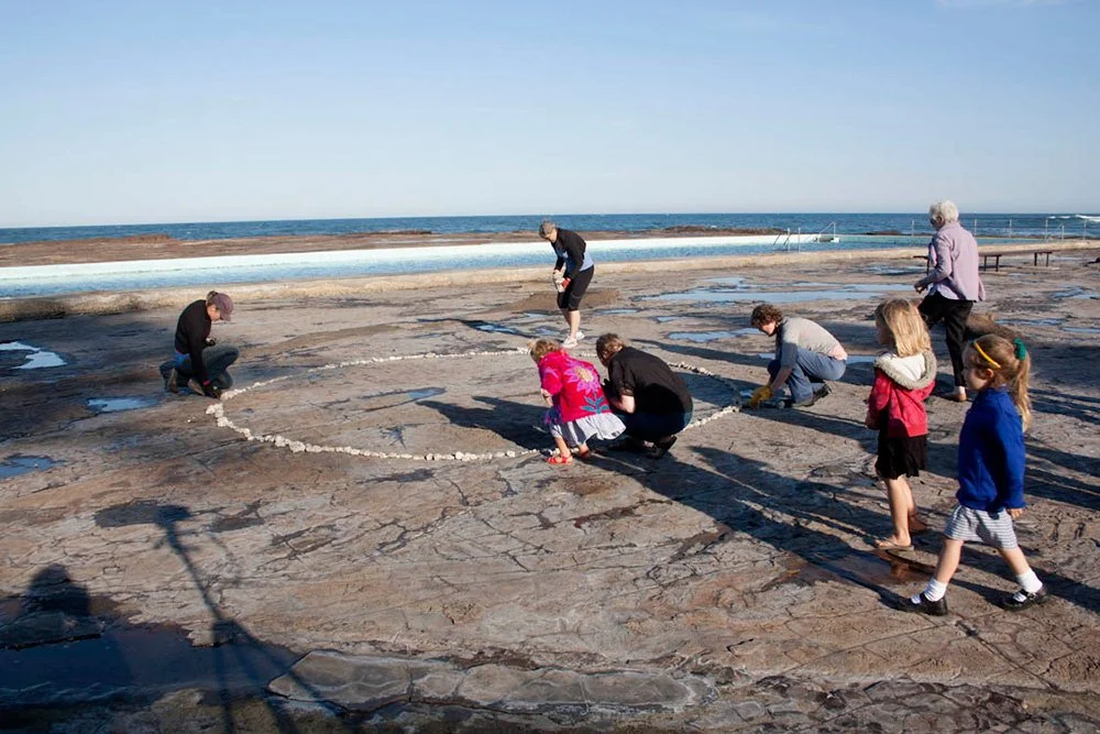 New Moon, 15 October 2012 (construction), sea-washed concrete, humans, approximately 6.5 metres