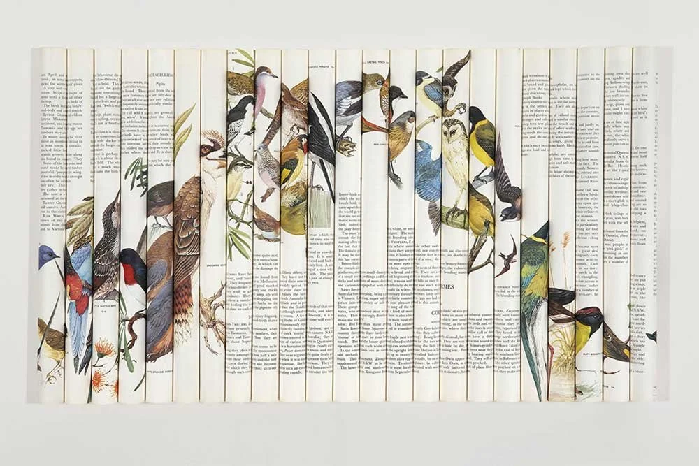Cacophony, Toot Tweet Twitter Trill 2008, rolled paper book pages, 80 X 56 cm