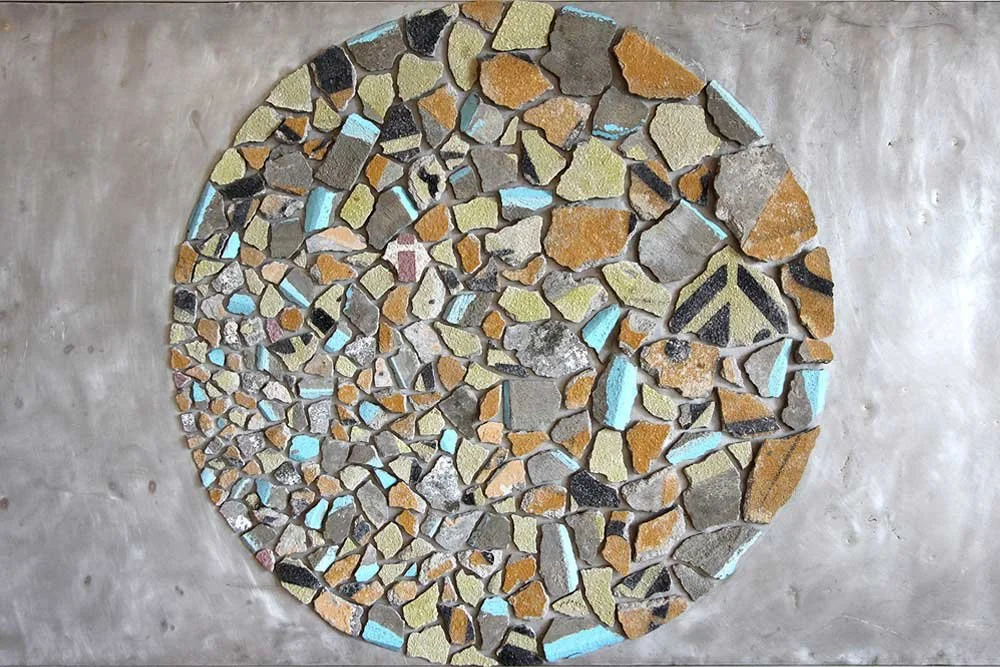 Full Moon Over Coledale Pool 2015, foraged sea-pool concrete, aluminium, wood, 170 x 99 cm 