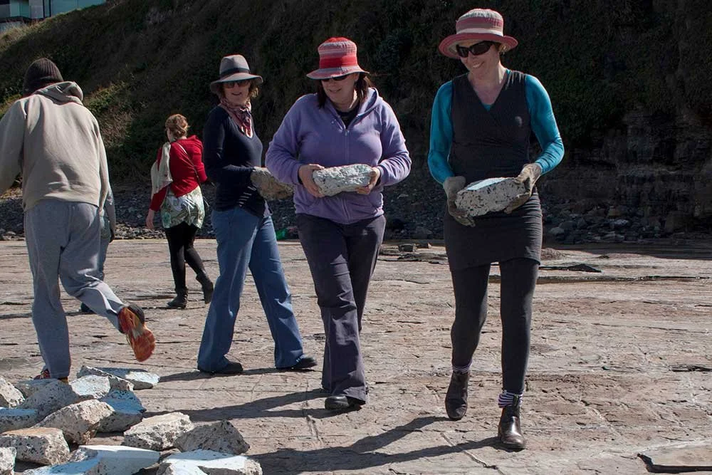Full (Blue) Moon, Coledale rock platform, 31 August 2012 (construction), foraged sea-pool concrete, humans, approximately 4.7 metres