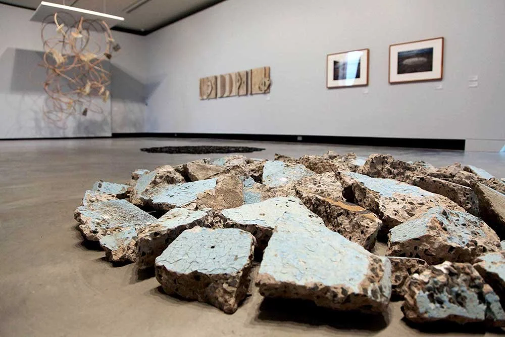 High Tide, Blue Moon 31 July 2015 (detail) ,sea-pool concrete, 2 metres diameter: part of Object Urbanites, Maitland Regional Gallery (two works by Alison Coates in view back left)