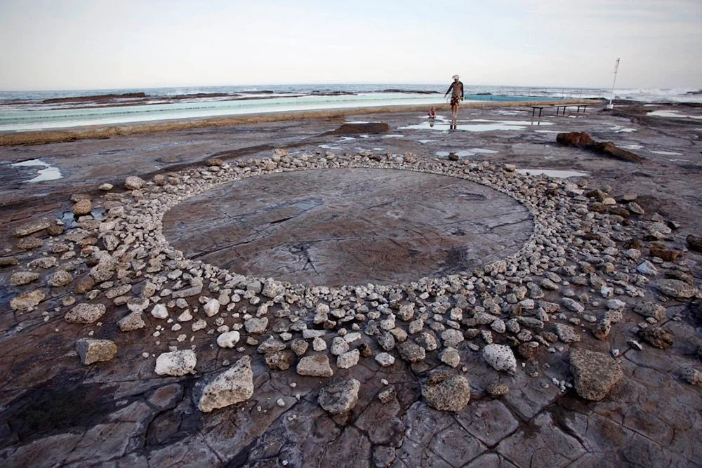 New Moon, 15 October 2012 (Dusty& Mike), sea-washed concrete, humans, approximately 6.5 metres