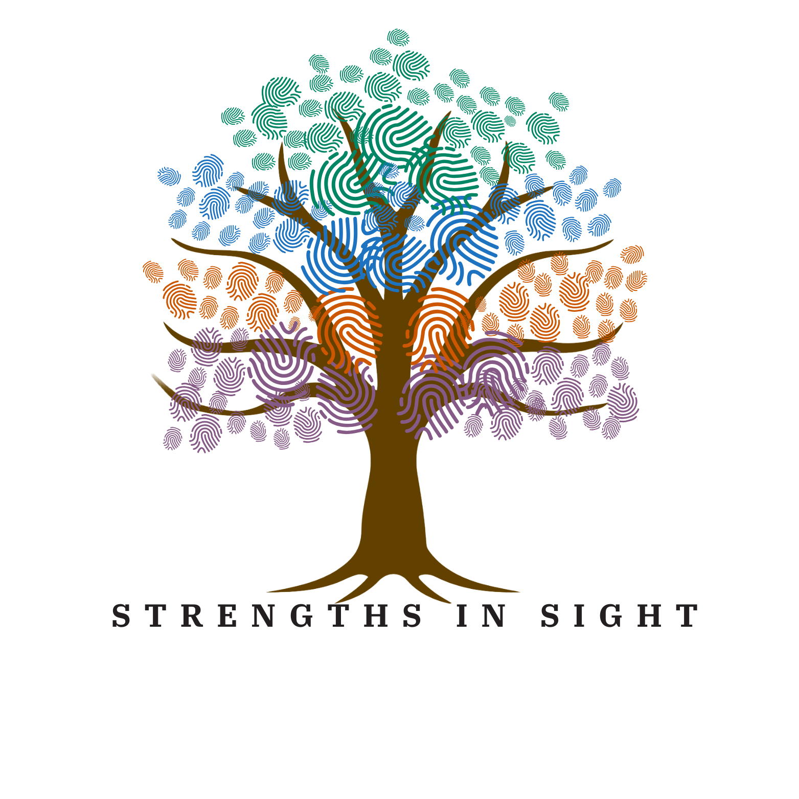 Illustration of a tree showing the four seasons with different colored sections: green for spring, blue for summer, orange for fall, and purple for winter.