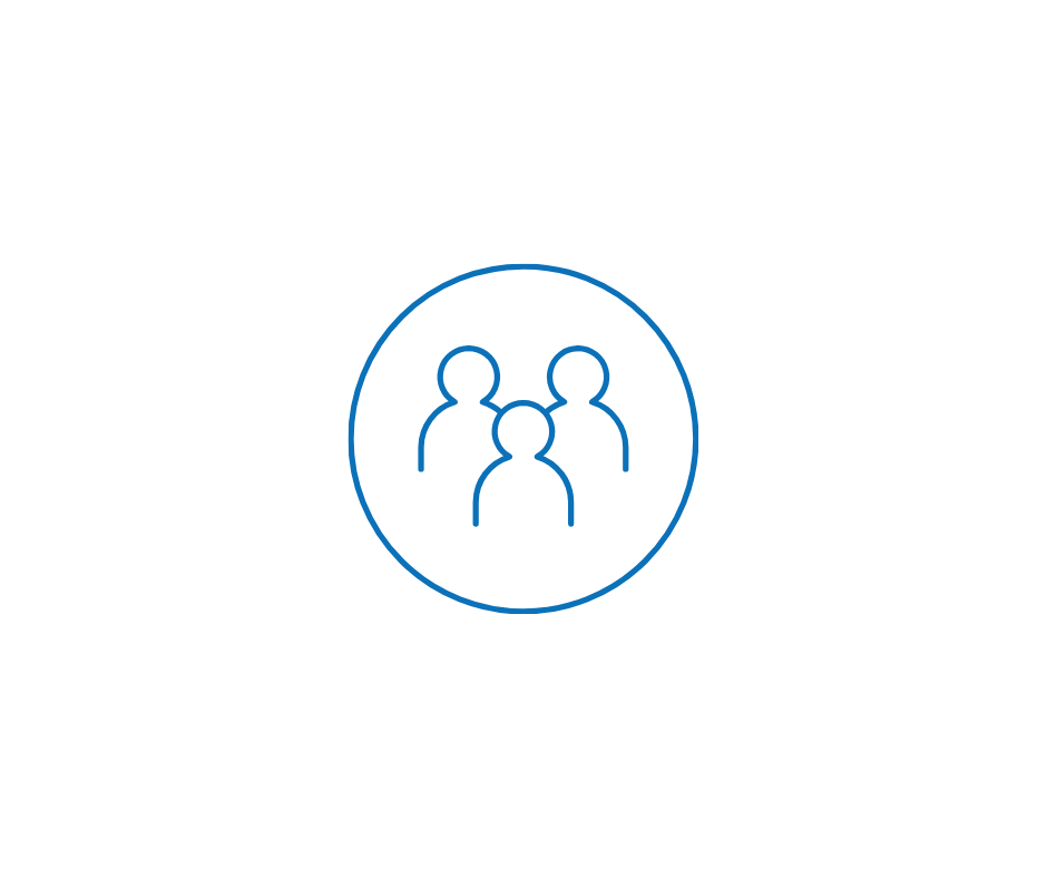 Icon of three people inside a circle, representing a group or community.