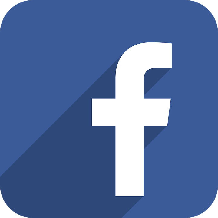 Facebook logo with a blue background and white lowercase 'f'.