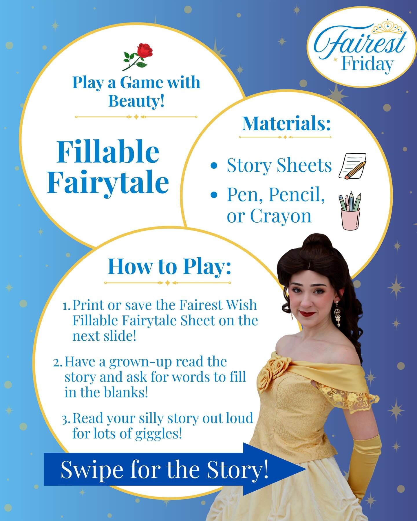 It&rsquo;s Fairest Friday once again, and this week Beauty has a fun, story-filled activity that&rsquo;s perfect for the rainy weather! 🌧️

Cuddle up under a blanket and complete Beauty&rsquo;s Fillable Fairytale! Use your imagination to fill in the