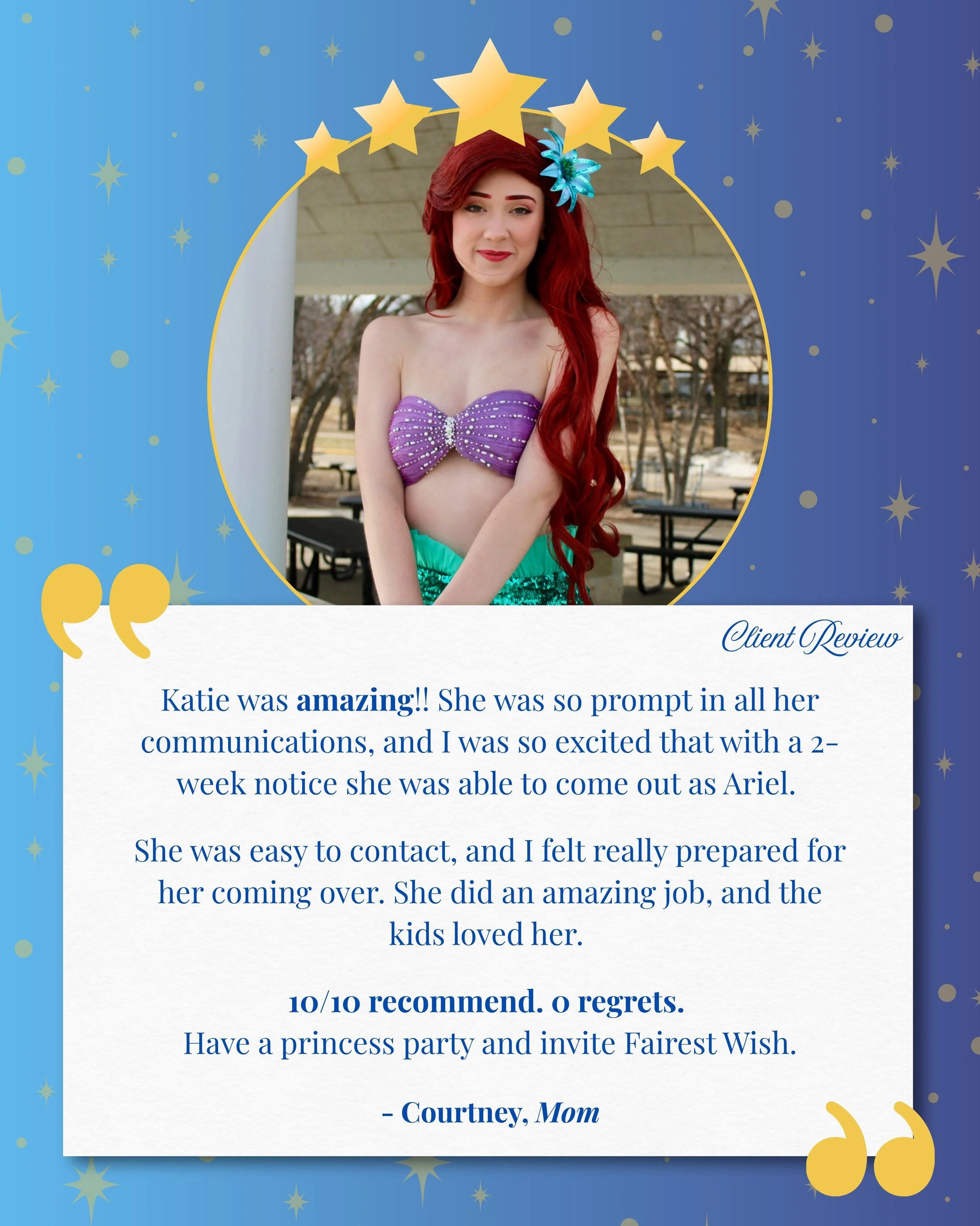 Parties with the Mermaid Princess are fin-tastic! 🧜&zwj;♀️

Check out this recent 5⭐️ review from a happy client who booked their child&rsquo;s party with Fairest Wish! ✨

After that, head to my website (🔗 in bio) to book your little one&rsquo;s ne