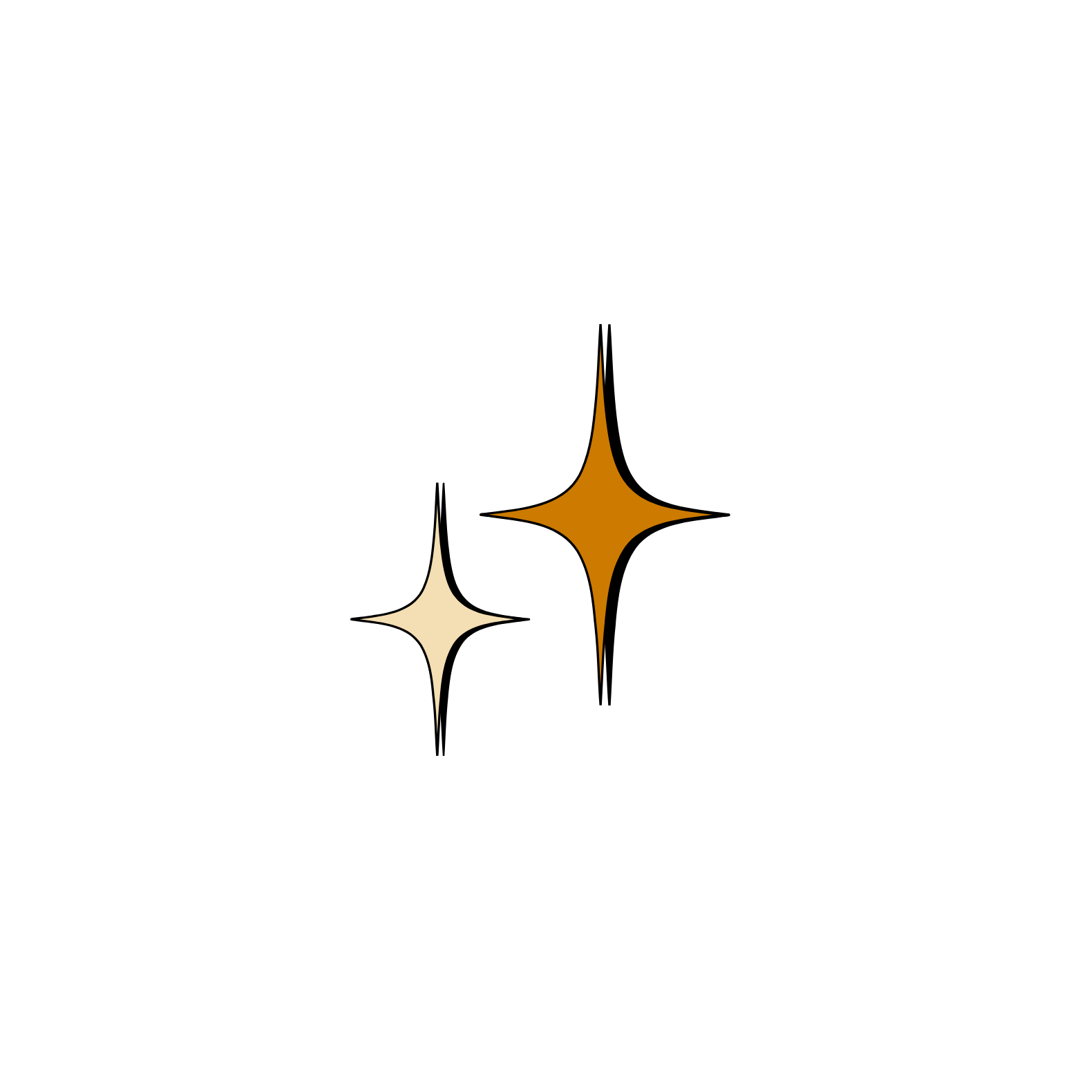 Black background with two sparkle star icons, one white and one gold, placed side by side.