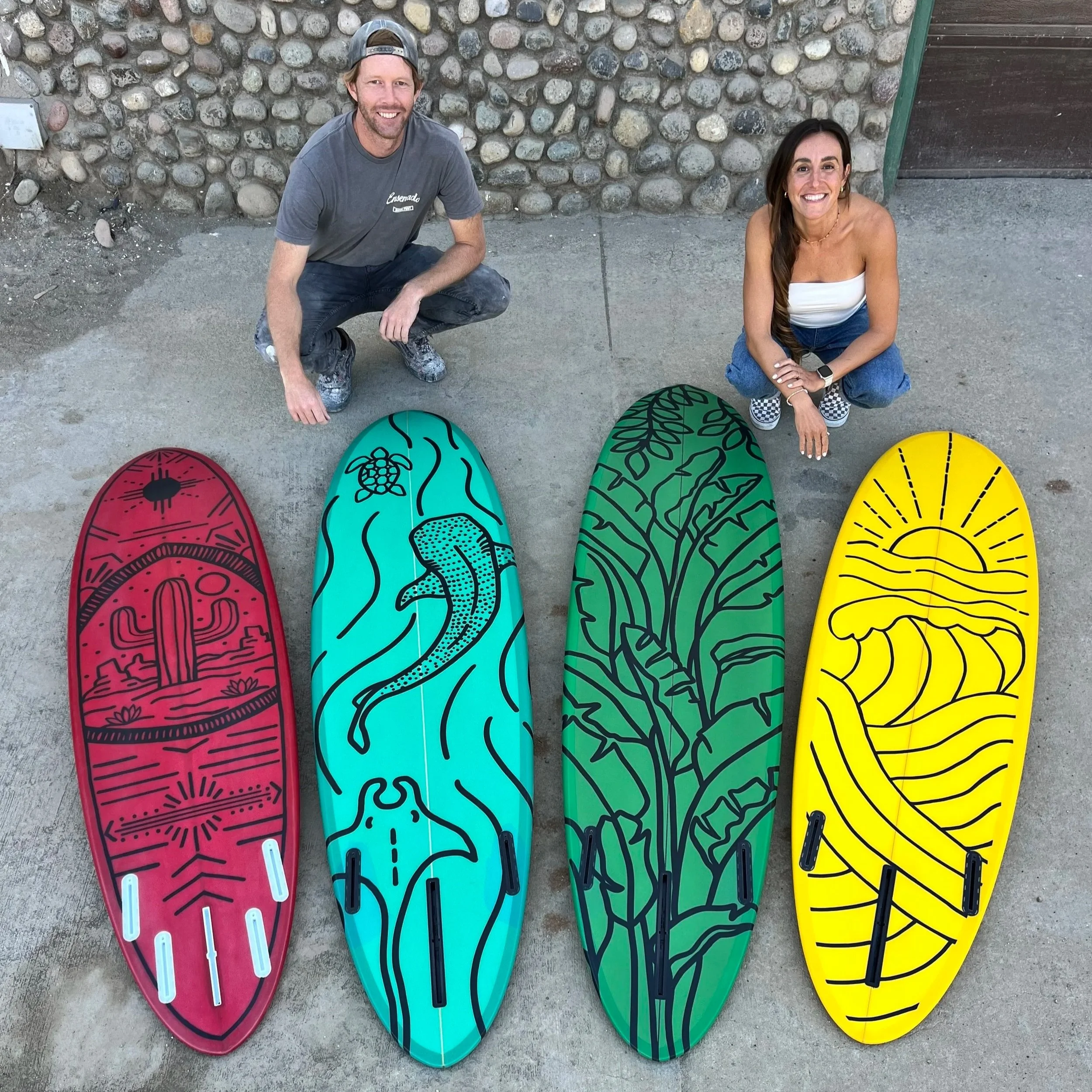 Holloways MX x Her Flow Studio surfboard artist series custom shaped boards