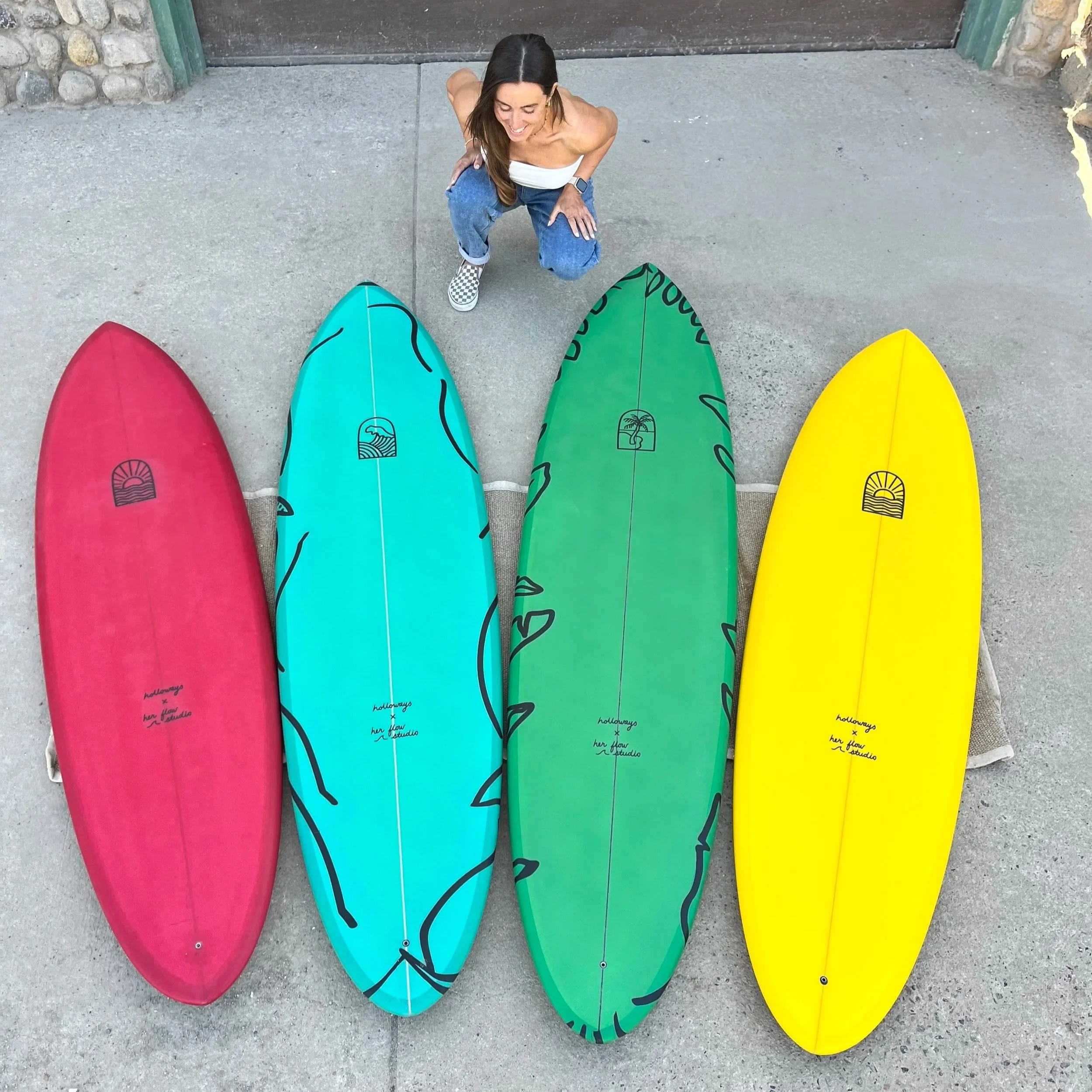 Holloways MX x Her Flow Studio surfboard artist series custom shaped boards