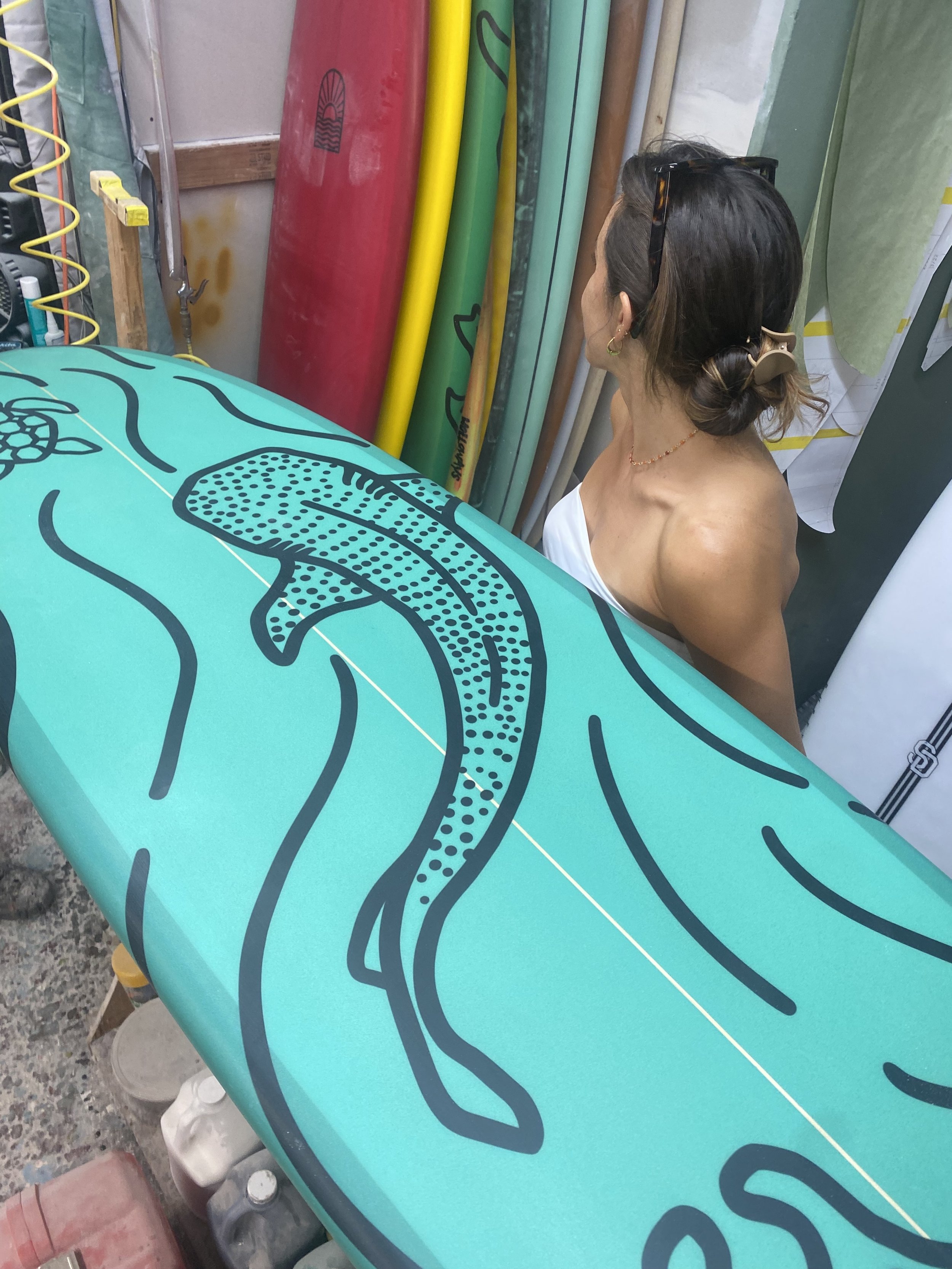 Holloways MX x Her Flow Studio surfboard artist series custom shaped boards