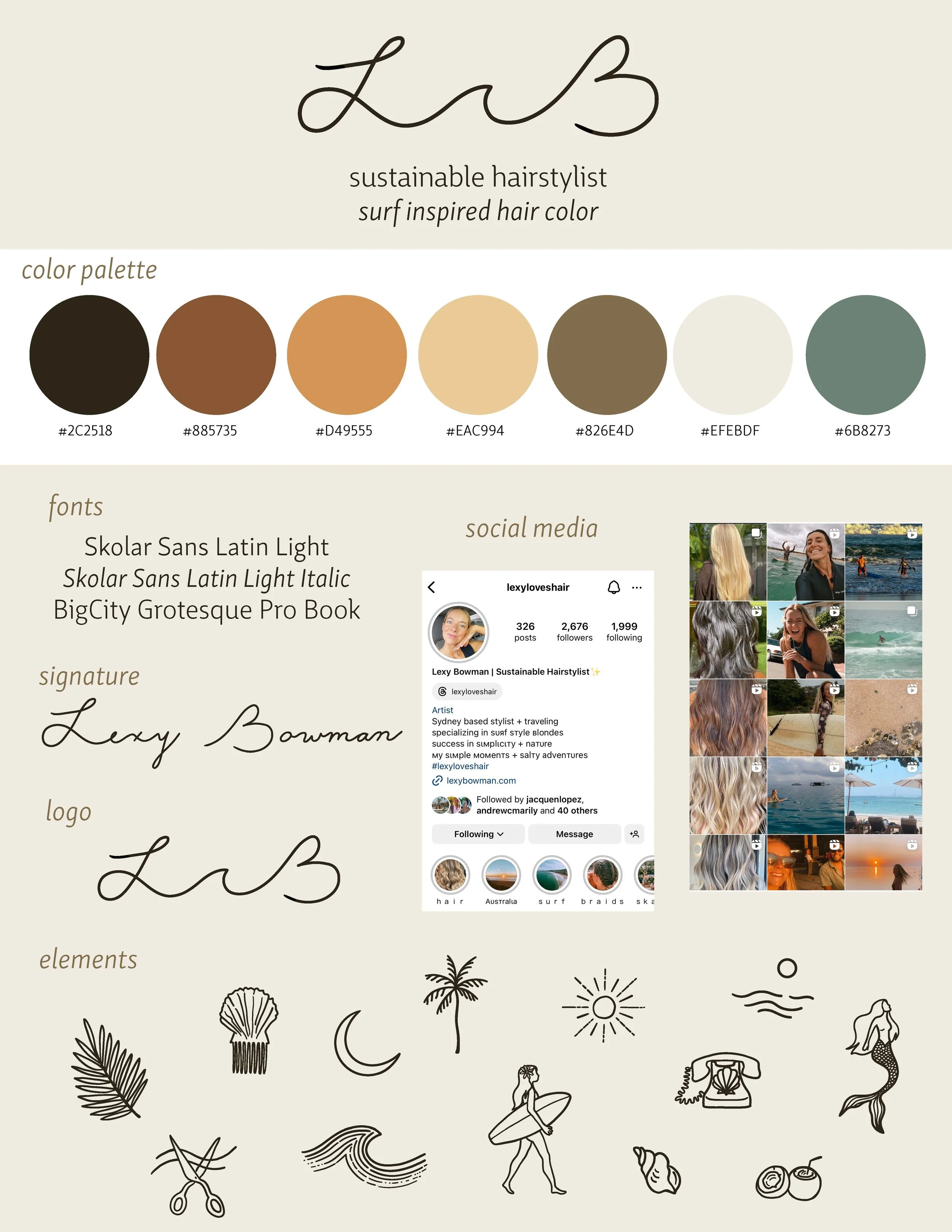 branding package for Lexy Bowman -Sustainable Hair Stylist 