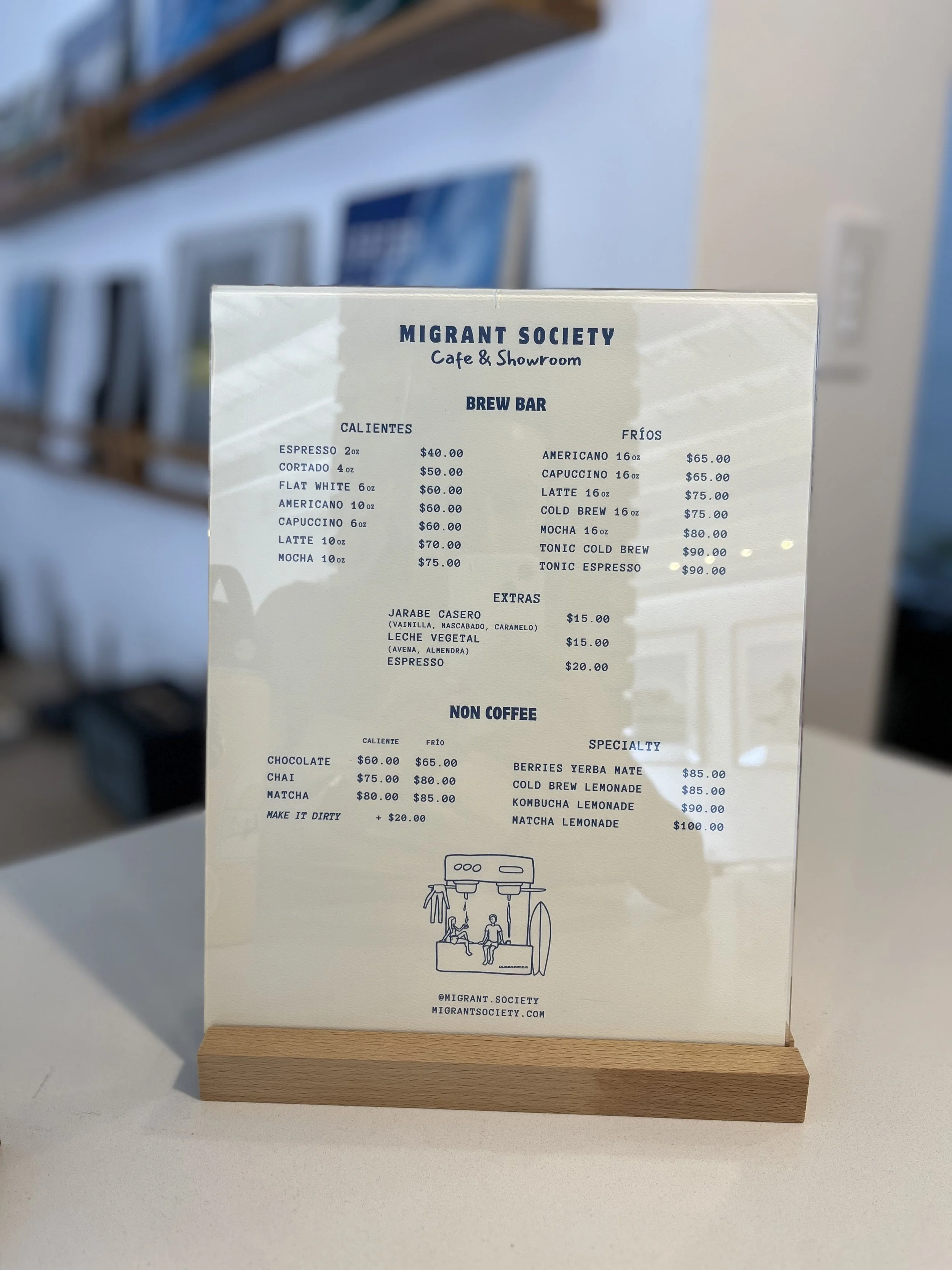 Migrant Society custom menu design
