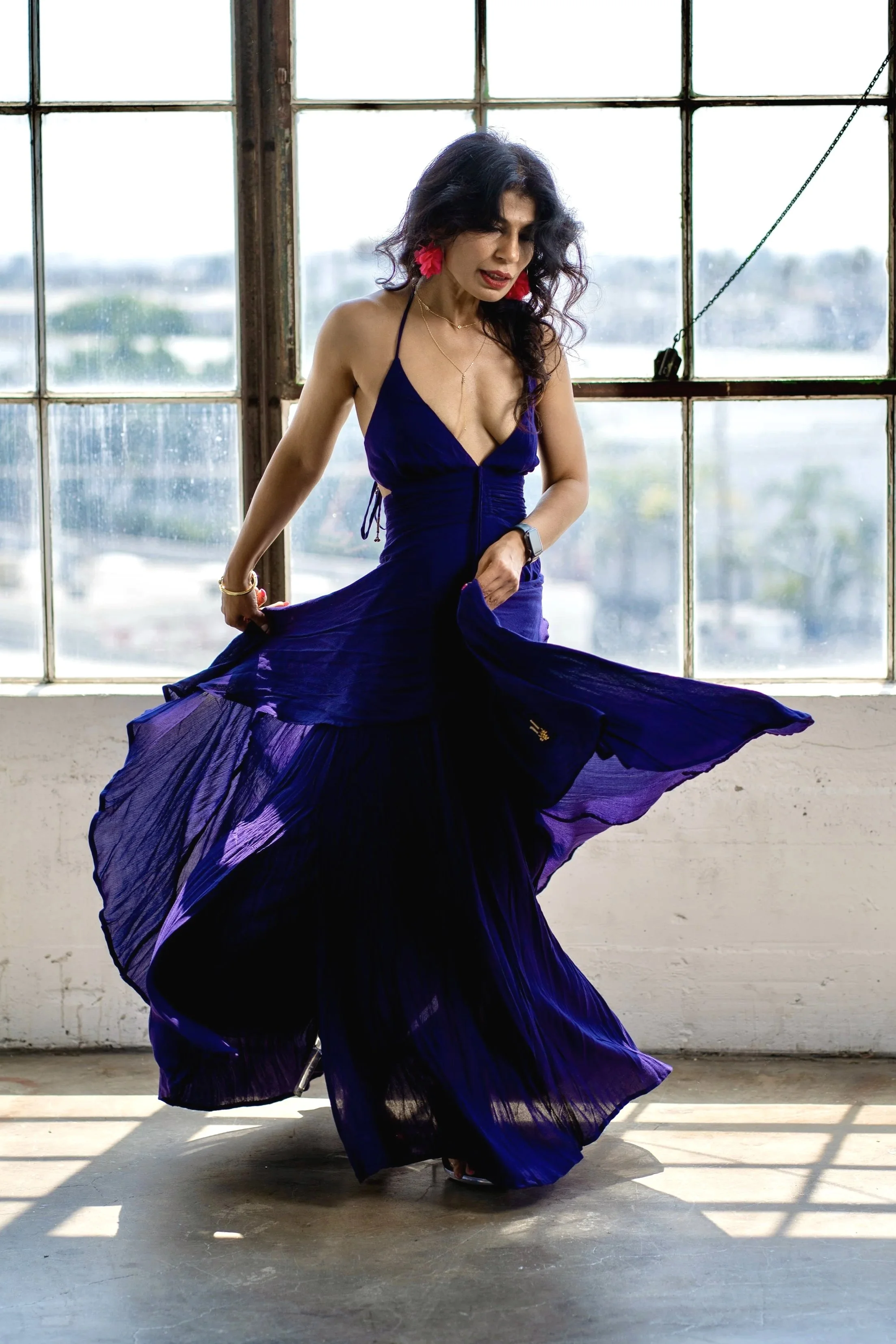 Boho Chic Spaghetti Strap Halter V Neck Maxi Dress