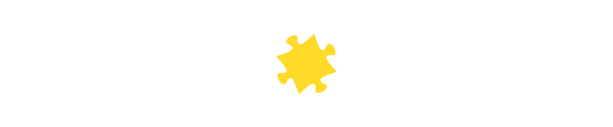 Puzzle piece with four nodes in yellow