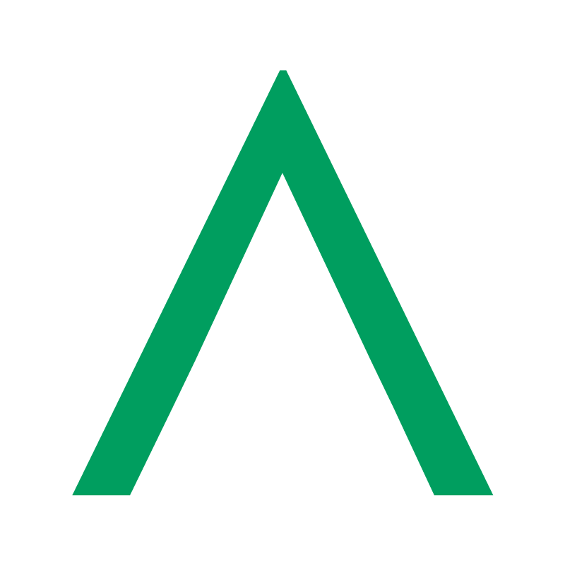 A stylized green mountain peak with black mountainous backdrop