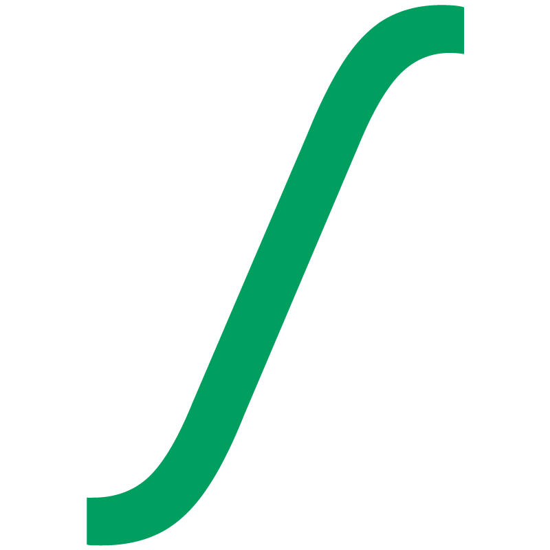 Green curved line resembling a check mark or swoosh on a black background.