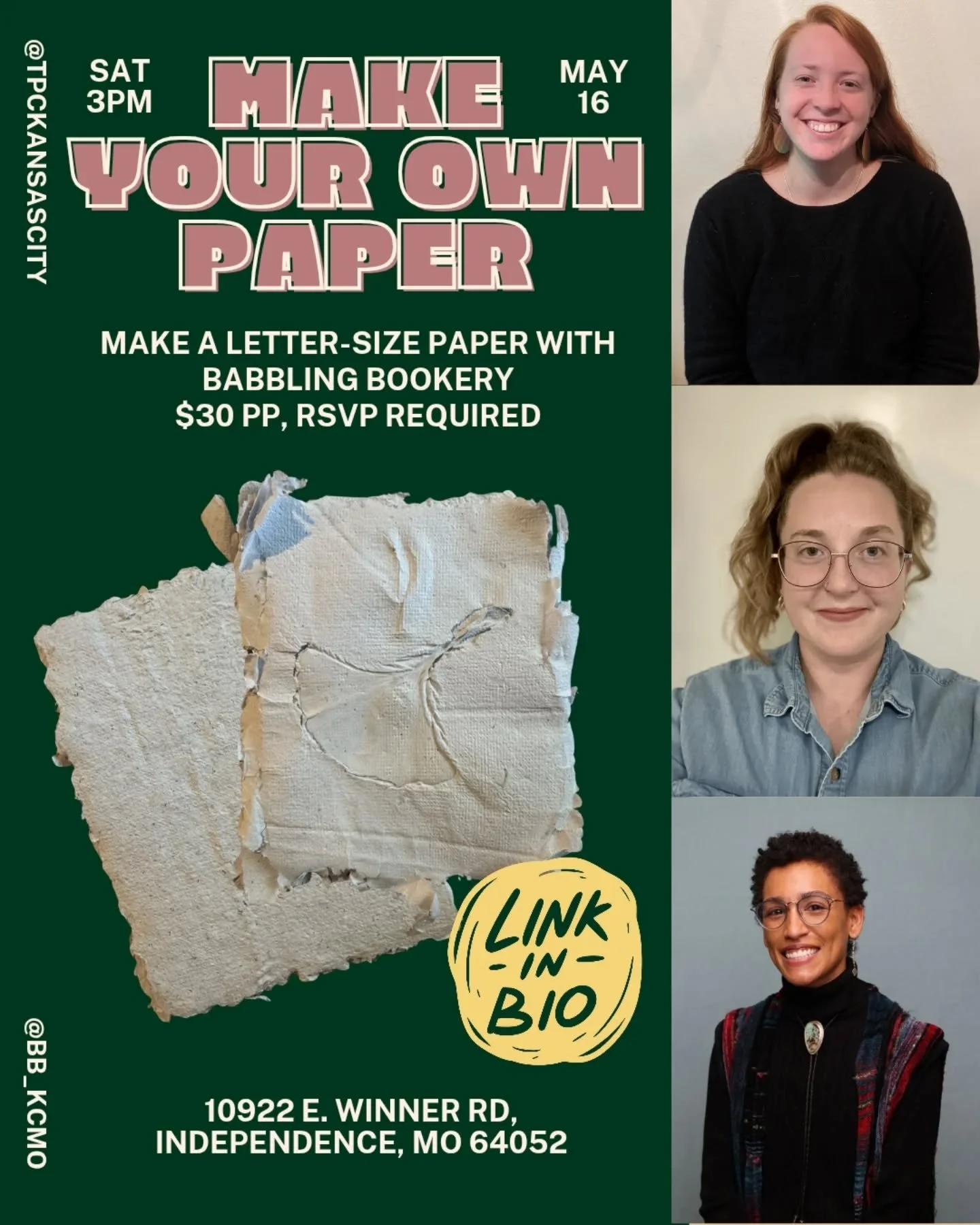 Make your own paper with our beloved community partner @bb_kcmo 
Join us for a fun experience making paper form recycled material

🗓️ Saturday, May 16 from 3-5 p.m.
🎟️ $30 per person. RSVP required. Link in bio!
📍 Creative Spark Gallery, 10922 E. 