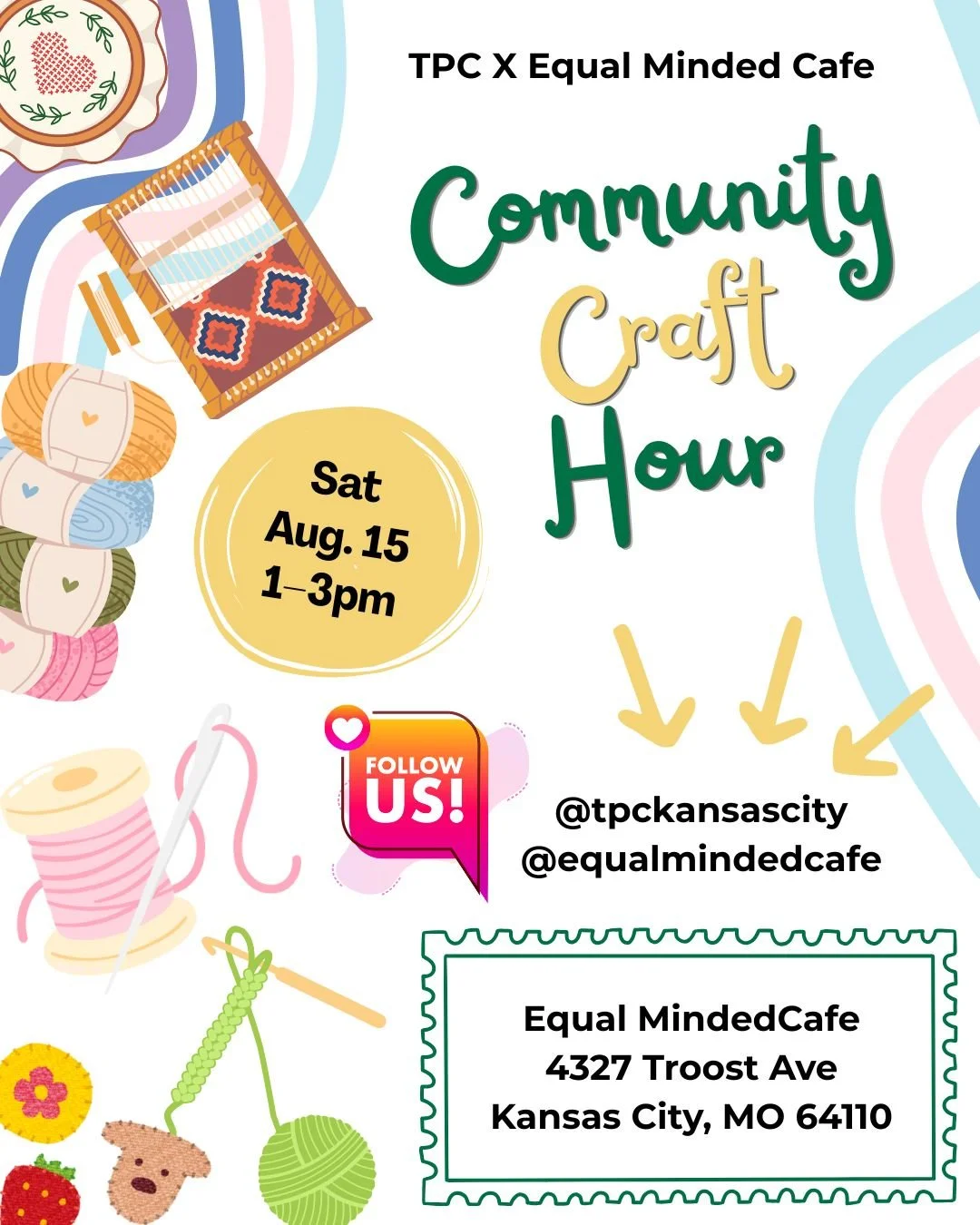 free commuinty crafting event by third pine collective at equalminded cafe on aug 15 2026