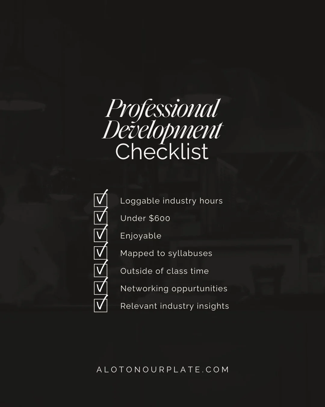 If professional learning feels like another box to tick, we get it.⁠
⁠
That's why we built events that actually tick the boxes for you.⁠
⁠
#ALotonOurPlate #ProfessionalDevelopment #Teachers #Hospitality #FoodTech #TeachingCommunity #Learning⁠