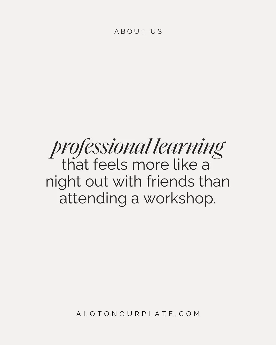 We like to think of professional development as something to look forward to. ⁠
⁠
At A Lot on Our Plate, it feels more like a night out with friends than ticking off another workshop: food, laughter and learning, all at the same table.⁠
⁠
Subscribe t