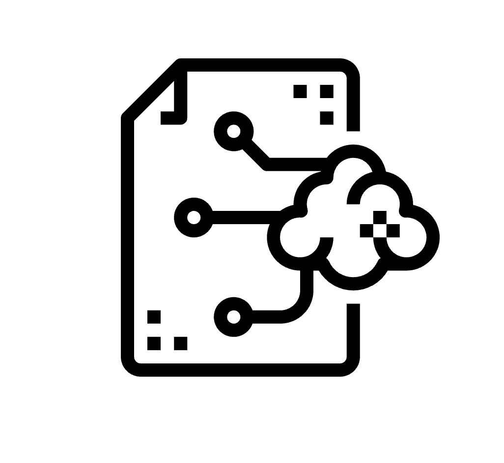 Line drawing of a cloud with interconnected circuit lines and components, representing cloud computing or digital technology.