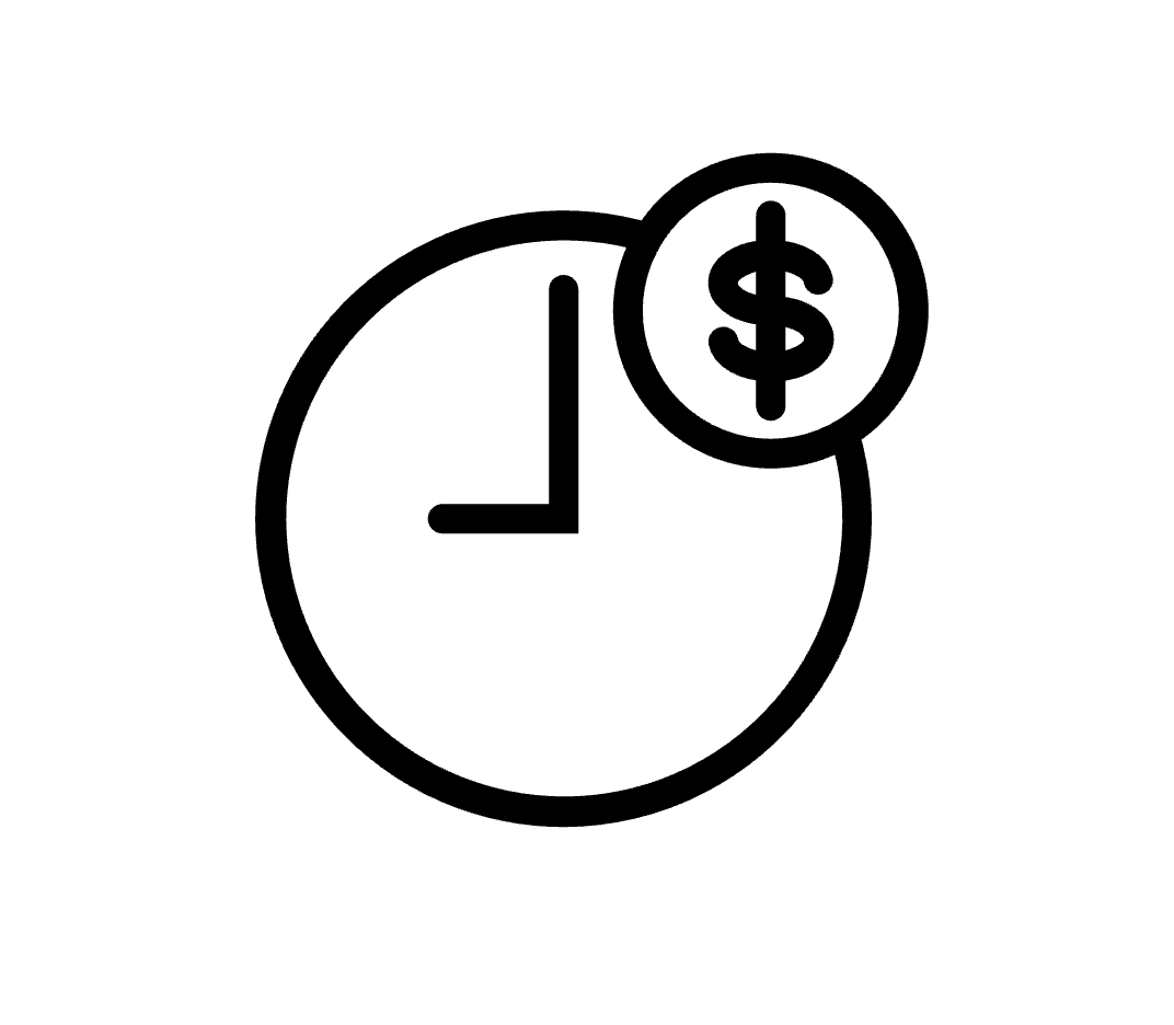 Clock with a dollar sign overlay, representing time and money.