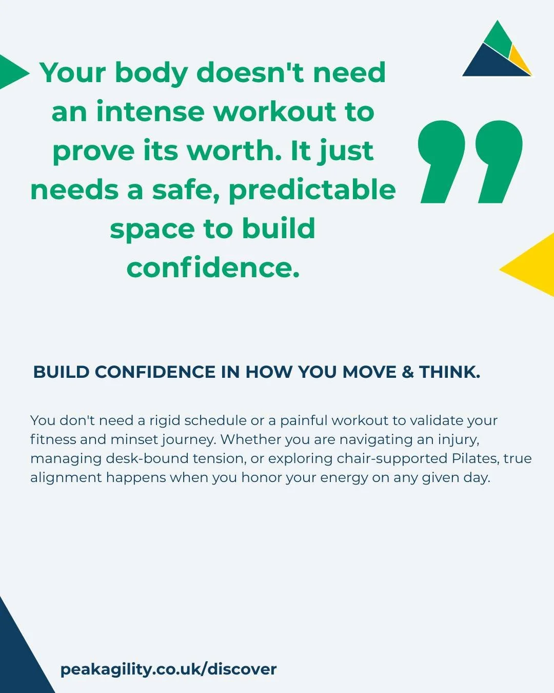 Take the first step toward confident movement. Tap the link in our bio or visit our website to explore our schedule and book your session. 

Mindset &amp; Movement. Time for you to build confident movement.

Too many spaces feel exclusive, creating b