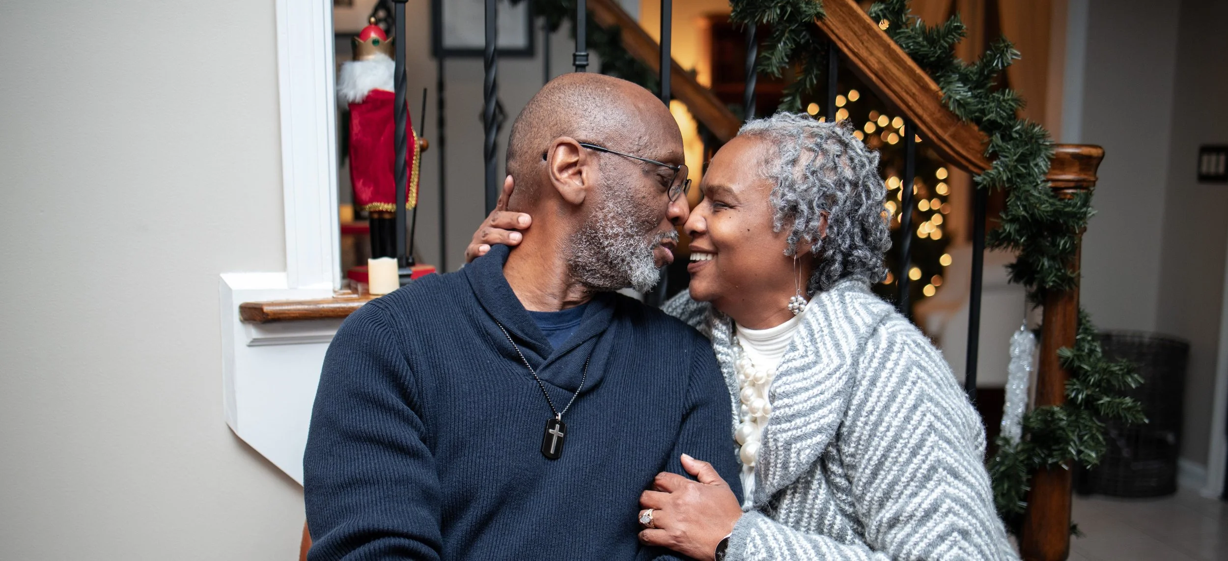 James and Carletta Youngs smile as they connect during a celebration.