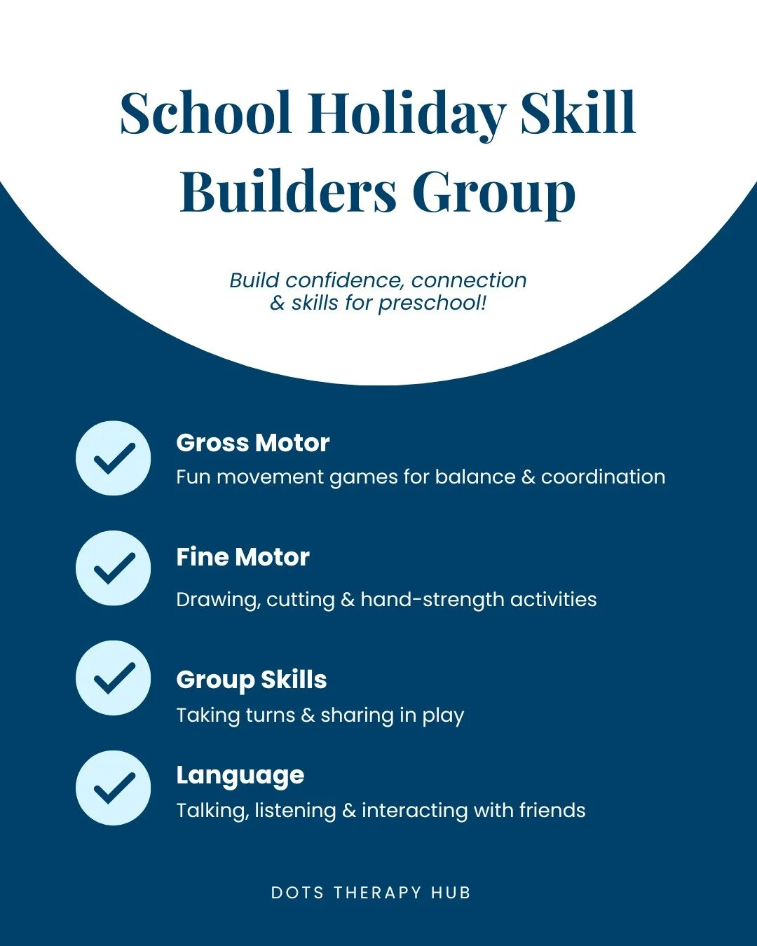 This January, we&rsquo;re helping little learners build confidence, connection and the skills they need for a great preschool year ahead!

Our skill builders group is a play-based, small group program designed for children attending preschool in 2026