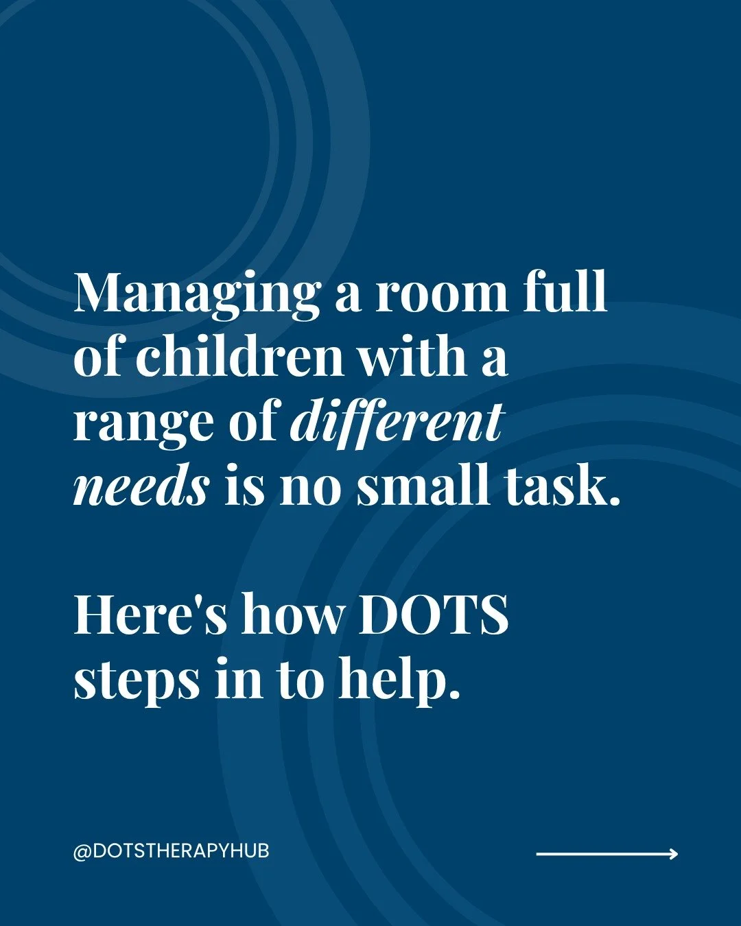 Wondering how DOTS supports early learning centres? 

We keep things flexible, collaborative and built around what your team needs.

Enquire with us at www.dotstherapy.com.au to find out more about how DOTS can help you.