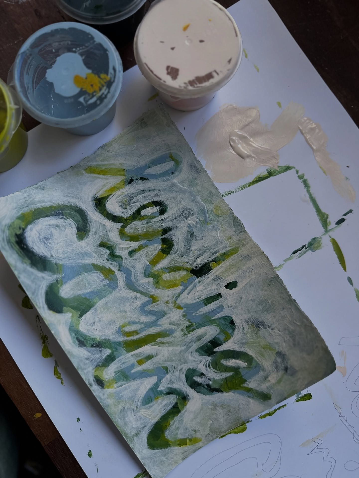 Life lately 
1. Painting words about co-regulation 
2. Making sure we see ducks every few days 
3. Using a million brushes to avoid washing any 
4. Painting more words inspired by parenting 
5. Allllllmost finishing the paint-by-numbers Rob got me ma