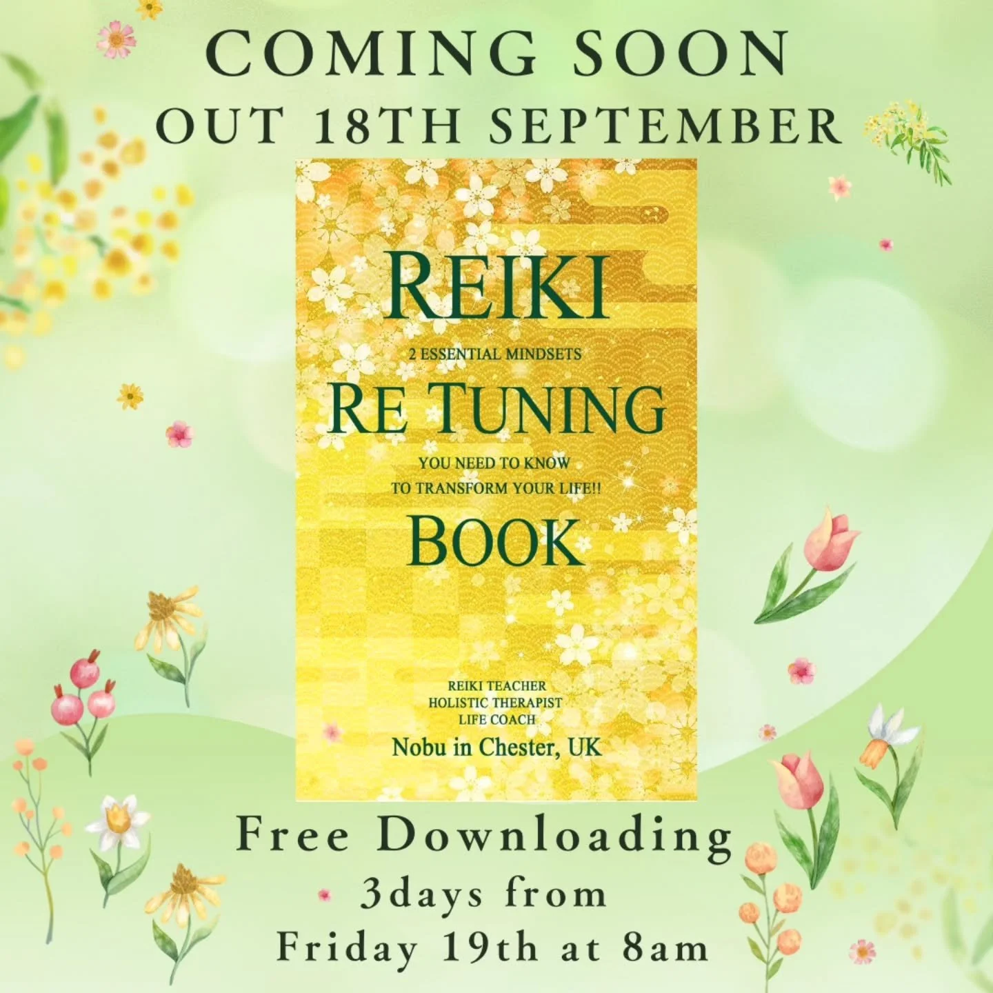 Hi everyone!

This time last year, I released the Japanese version of my Reiki Kindle book. 

Now I&rsquo;m happy to let you know that the English version of Reiki Re Tuning Book will be out on Thursday, 18th September. (Yes, this Thursday!)

Actuall
