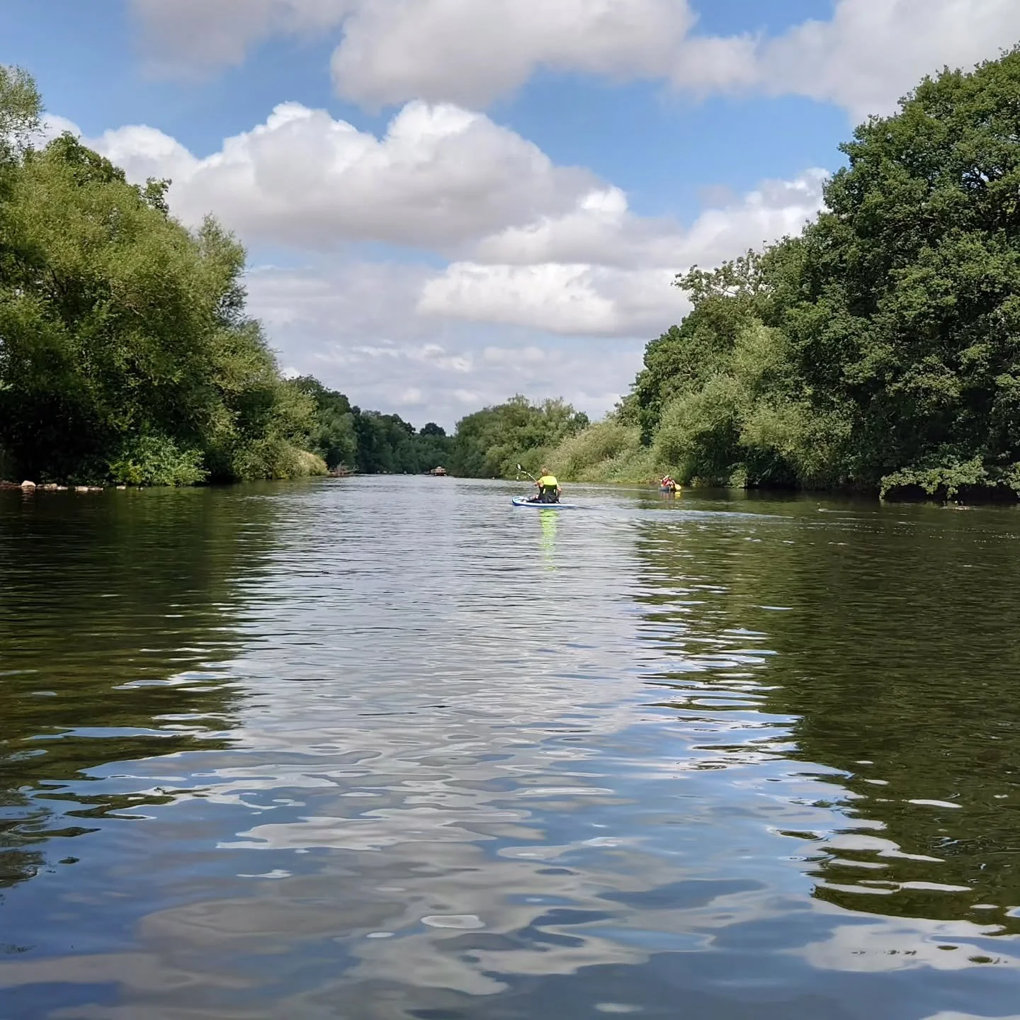 Paddle board kayaking at river Wye and Symonds Yat, Ye Old Ferrie Inn.