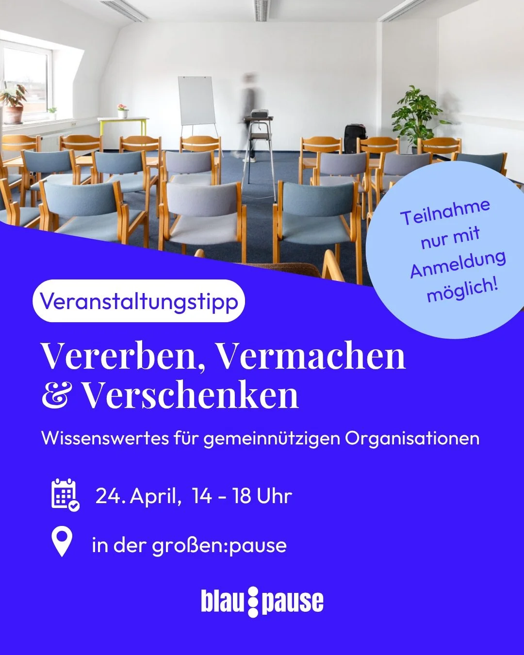 💡 Unser Veranstaltungstipp f&uuml;r gemeinn&uuml;tzige Organisationen 

Der Vortrag der @umwelthilfe findet am 24.04 um 14 Uhr in der gro&szlig;en:pause statt. Um eine Anmeldung wird gebeten!