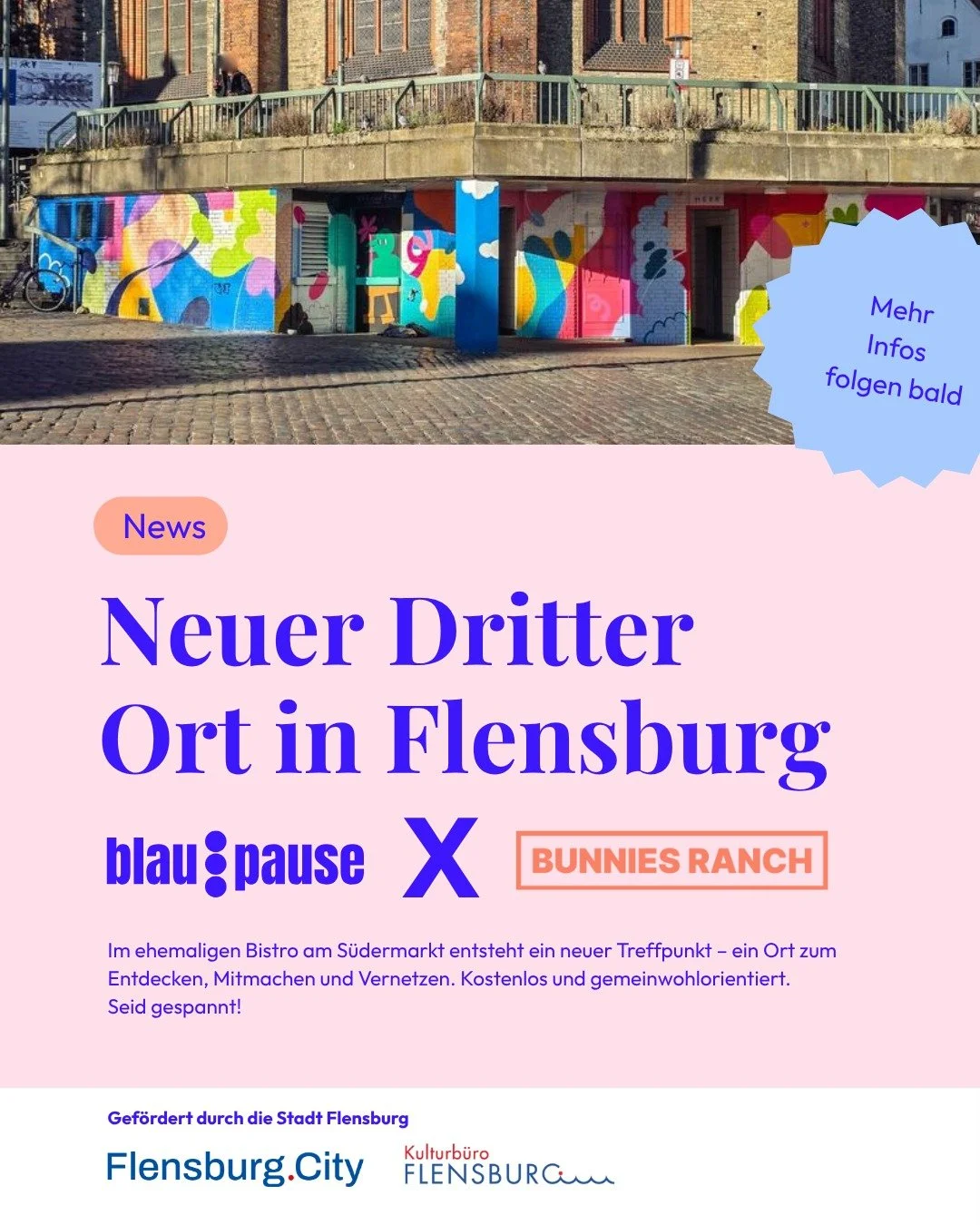 Wir haben Aufregendes zu verk&uuml;nden:
Im Sommer wird mitten in der Flensburger Innenstadt einen neuen Dritten Ort er&ouml;ffnet!

Wir, Bunnies Ranch e.V. &amp; Transformationszentrum Flensburg e.V., konnten mit unserem Konzept beim Ideenwettwerb d