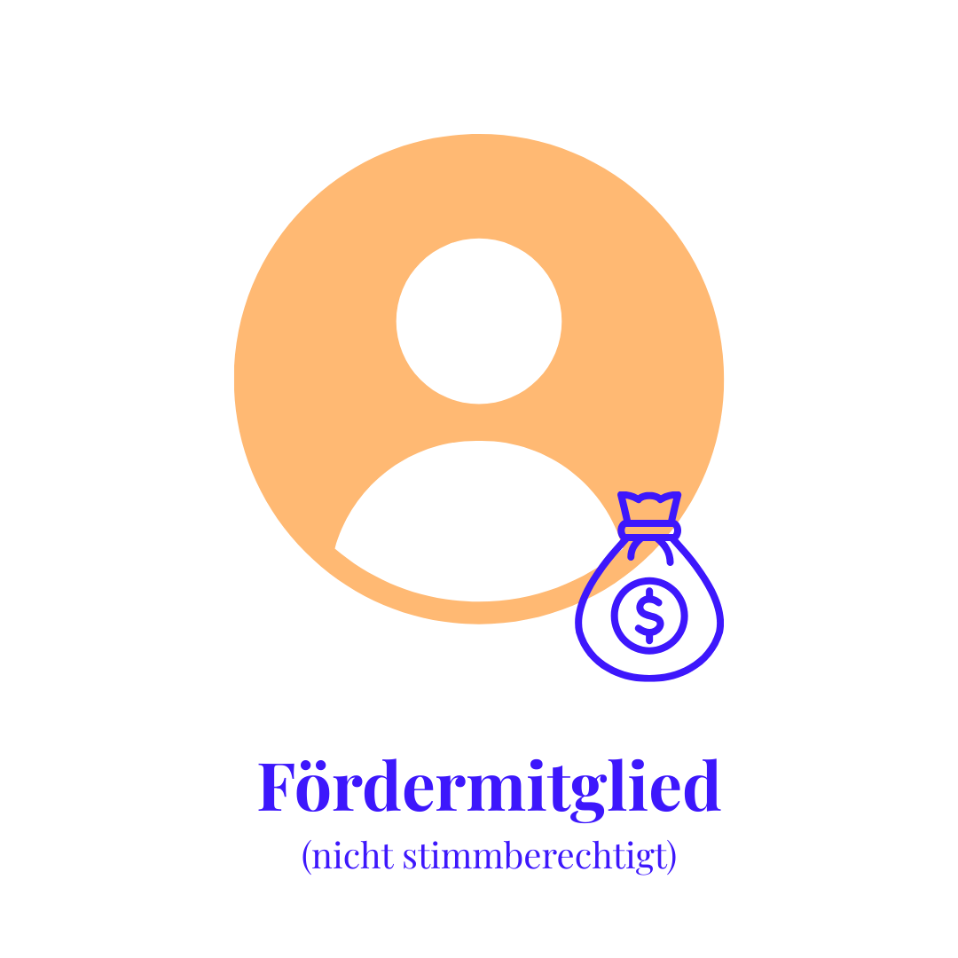 Auf der Grafik sieht man eine Person darunter steht Fördermitglied (nicht stimmenberechtigt)