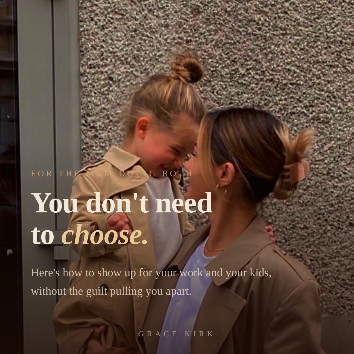 You don&rsquo;t have to choose.
I know it feels that way some days. Like every hour you give to your work is an hour stolen from your kids. But that&rsquo;s not the truth. It's the guilt talking.
Your kids don&rsquo;t need you to do less. They just w