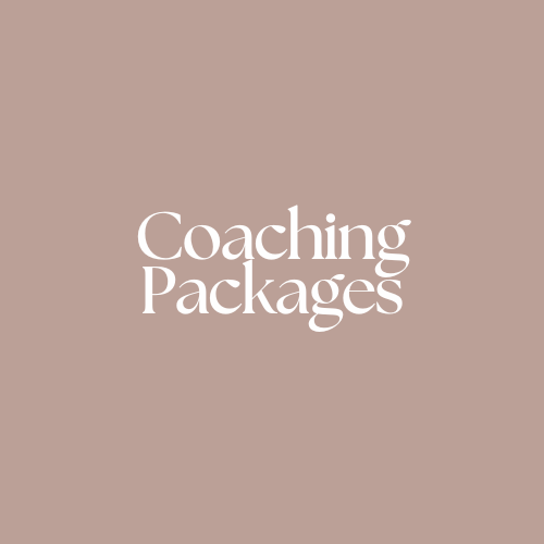 Text that reads "Coaching Packages" on a beige background.
