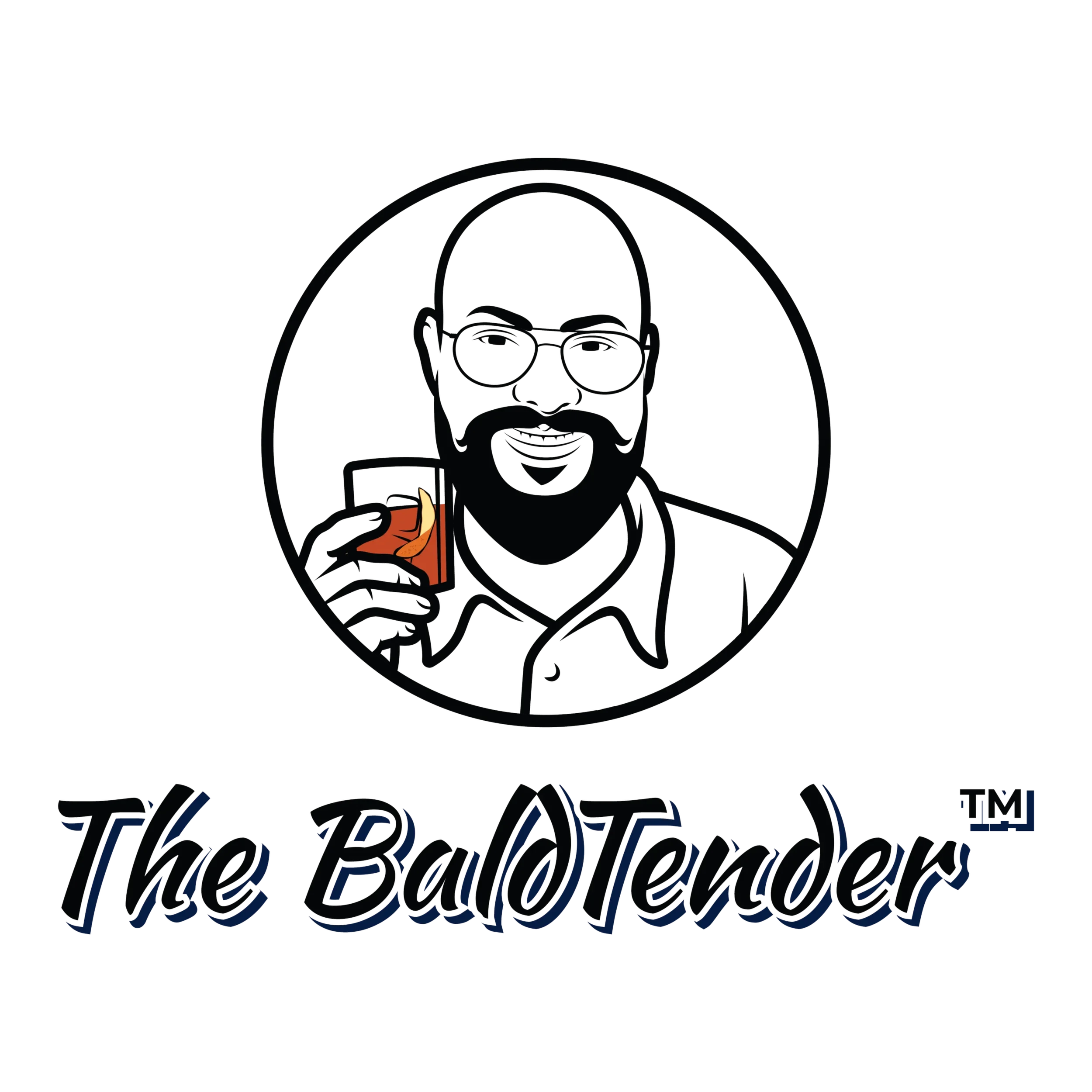 Logo with a person in glasses and glasses holding a drink, surrounded by circular text reading 'The Baddies'.