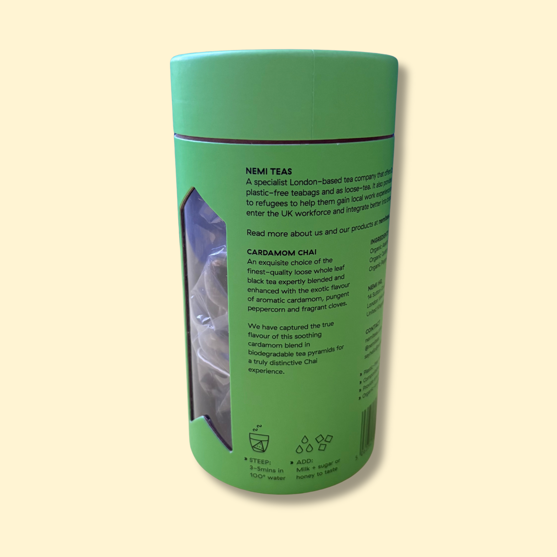 NEMI Teas Cardamom Chai Teabags Back