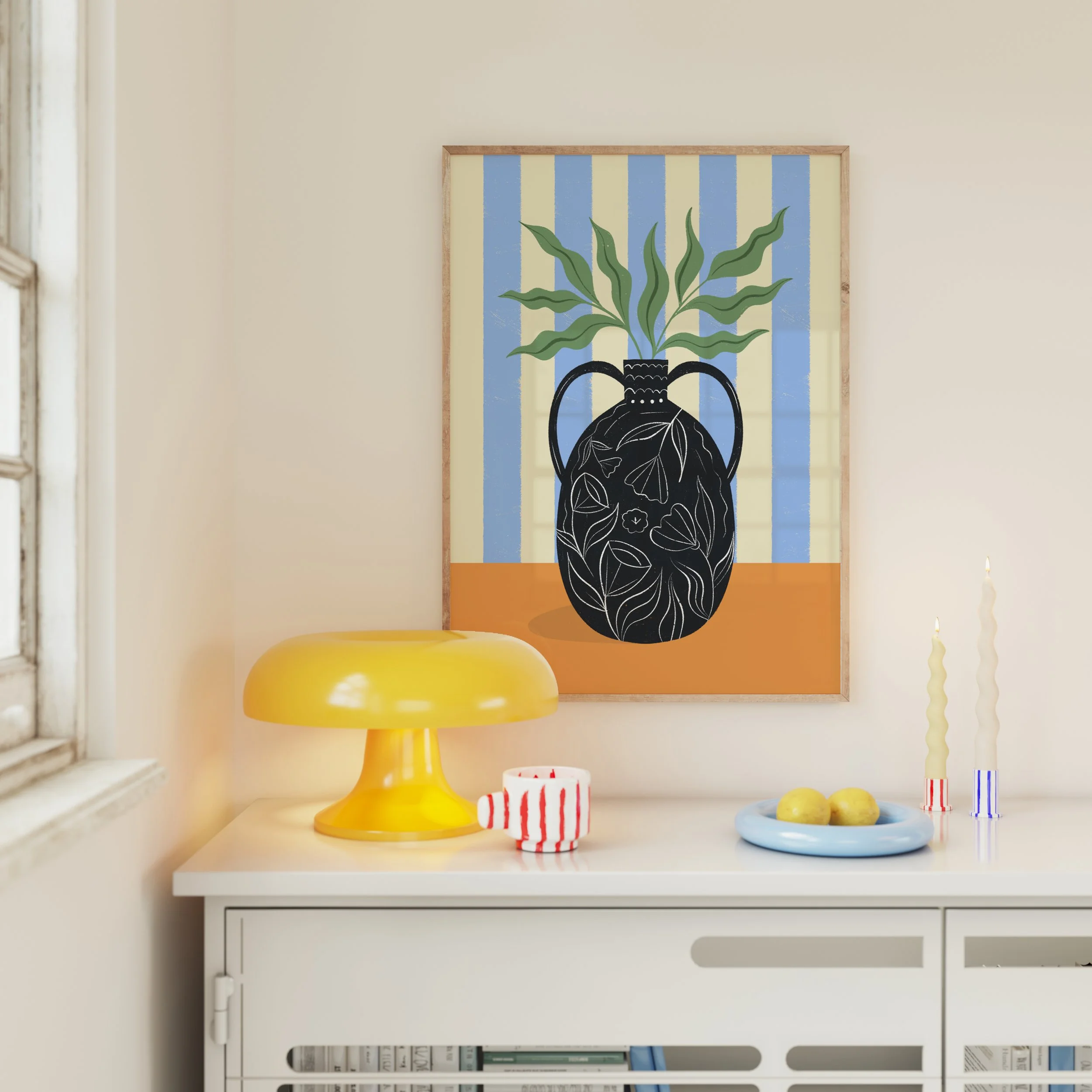 Melissa Donne Studio Leaves in Vase A4 Art Print display