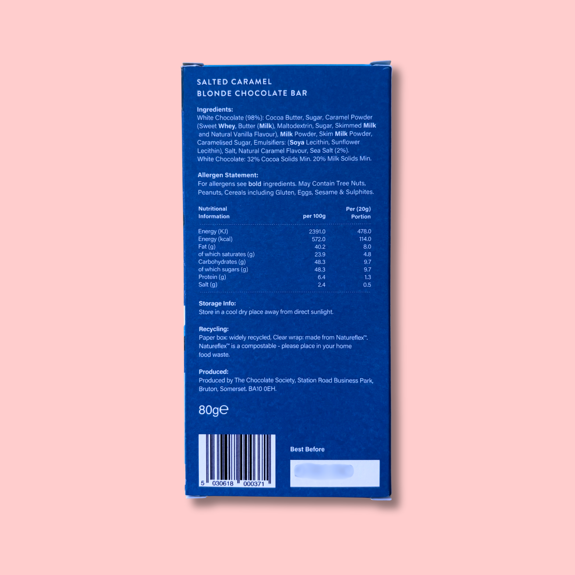 Sea Salt Caramel chocolate bar back